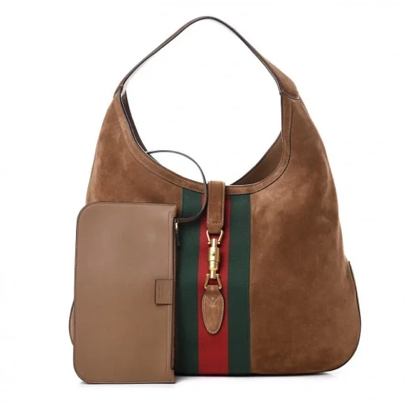 Gucci 
Suede Cudu Web Large Jackie Hobo Marron Glace - Picture 3 of 11
